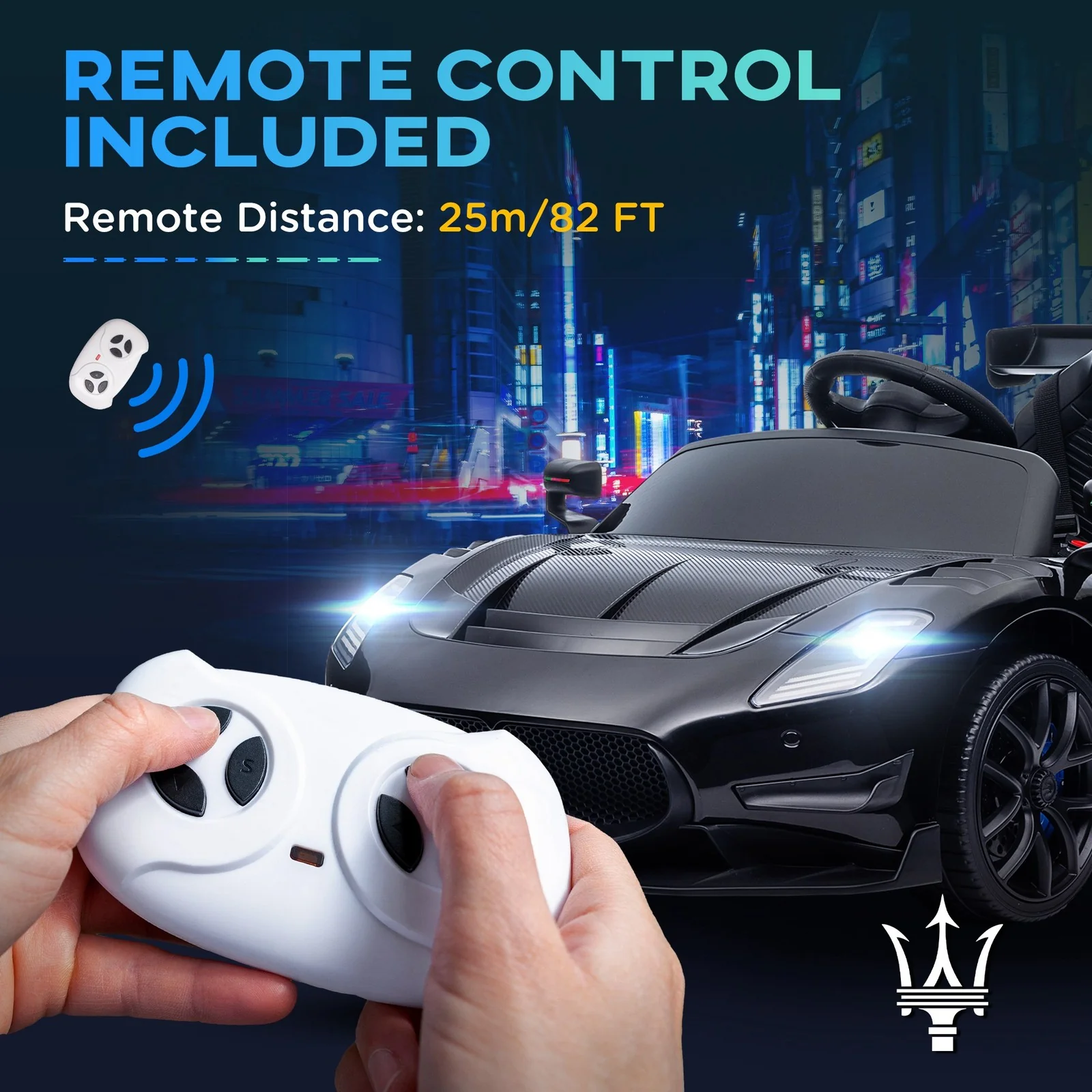 Licensed 12V Maserati GT2 Ride-On Car with Shock Absorbers in Black - Image 10