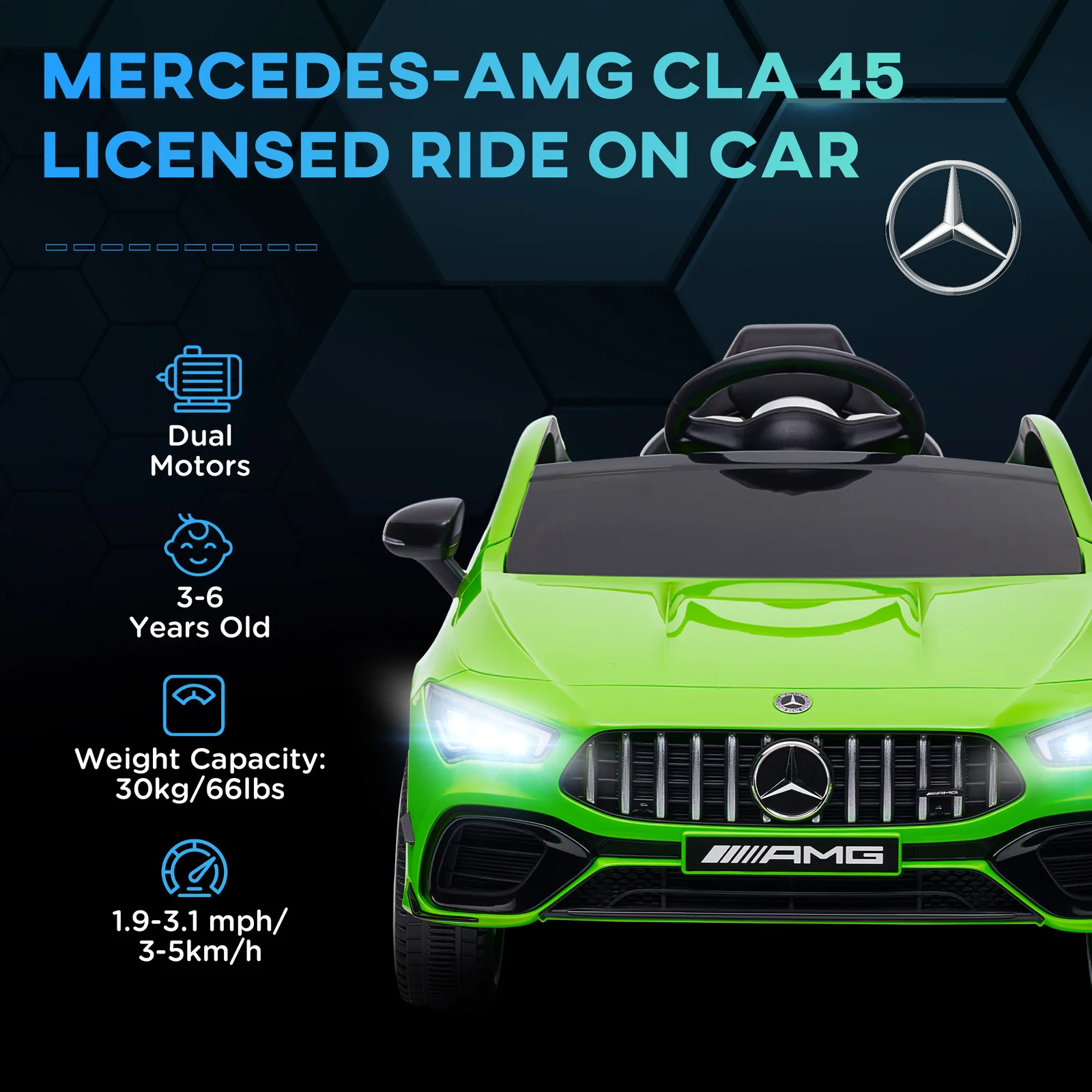 Licensed 12V Kids Electric Mercedes-Benz AMG CLA 45 Battery-Powered Ride-On Car - Image 5