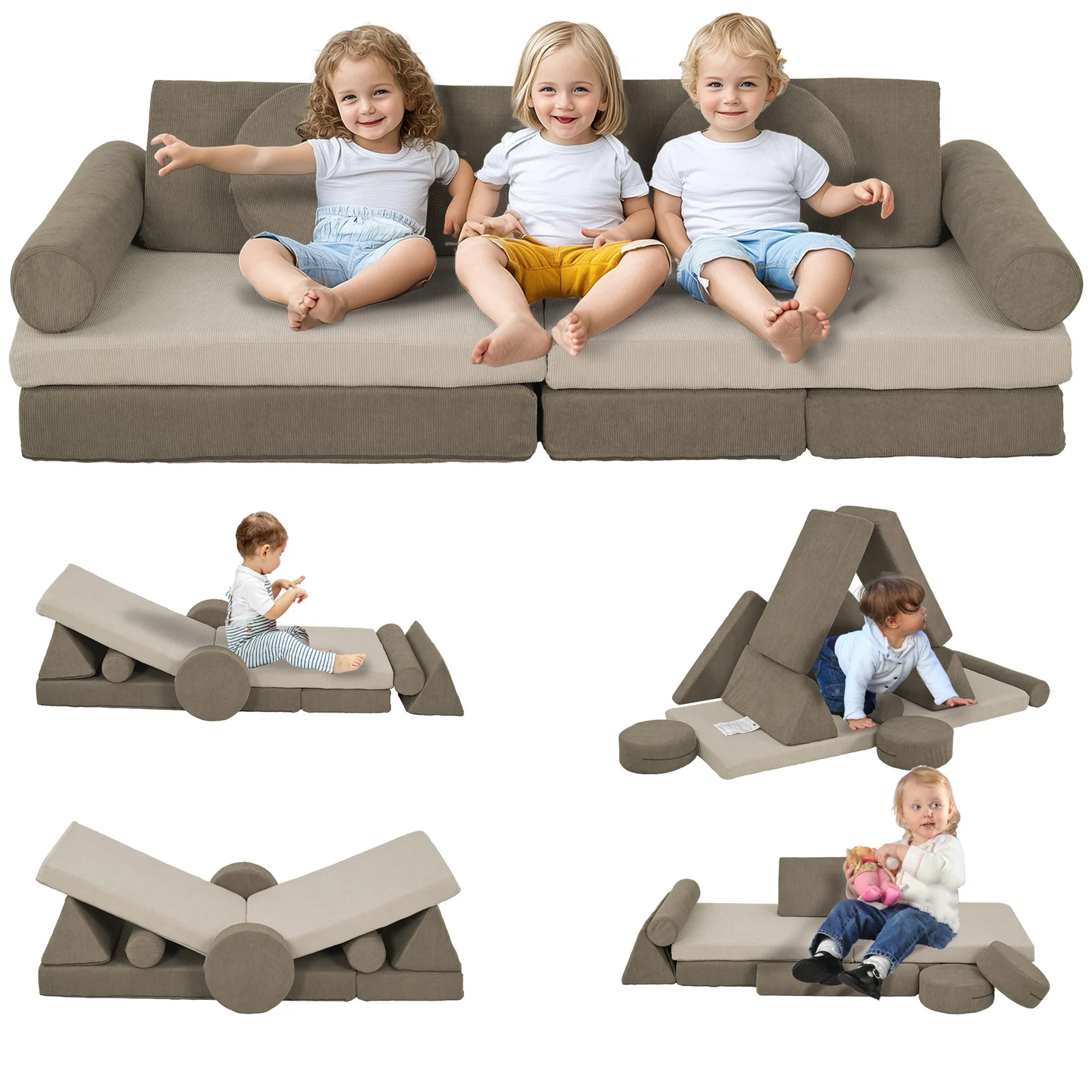 Modular 12-Piece Kids Play Couch for Playroom and Bedroom - Image 10