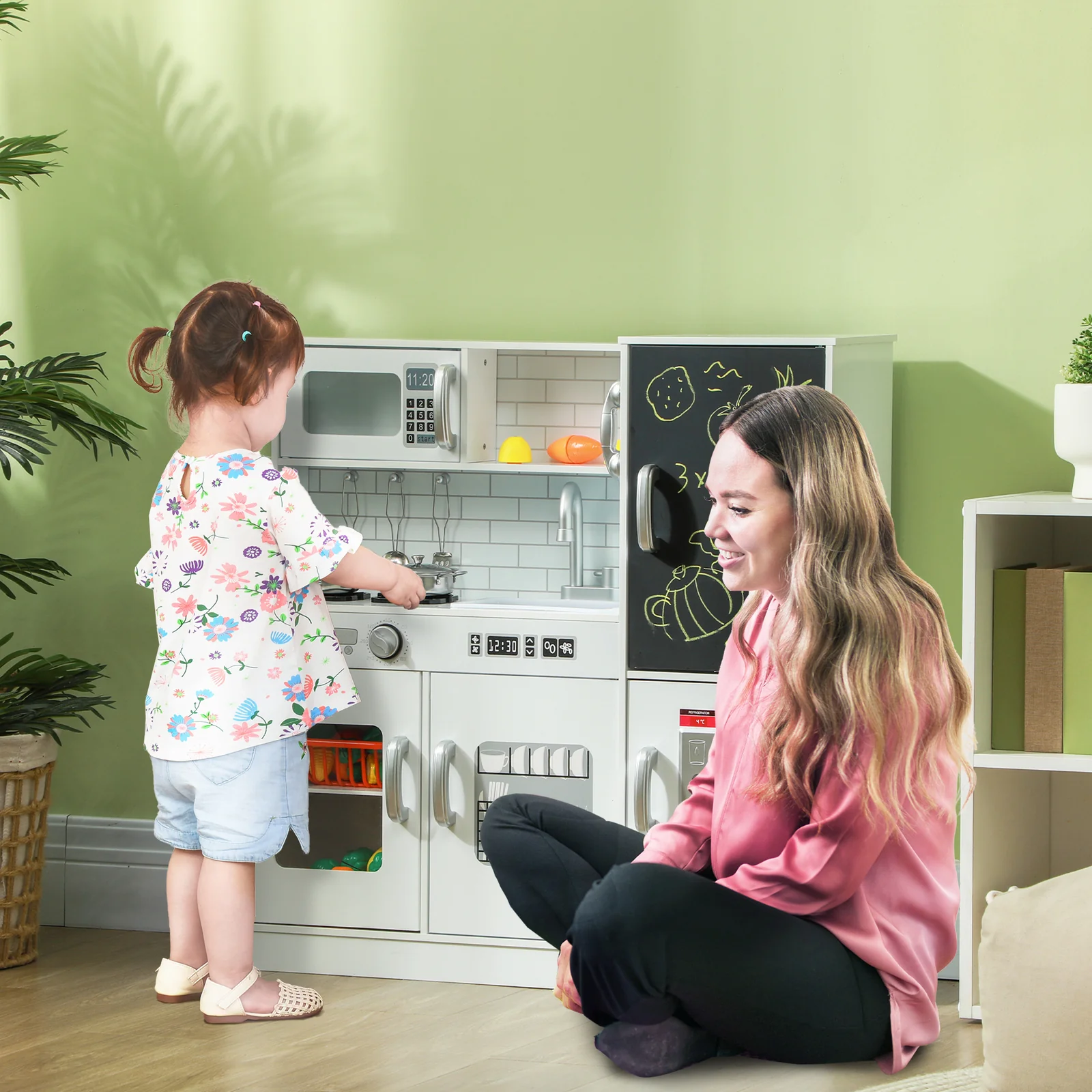 Kids Pretend Play Kitchen Set with Toy Phone - Image 8