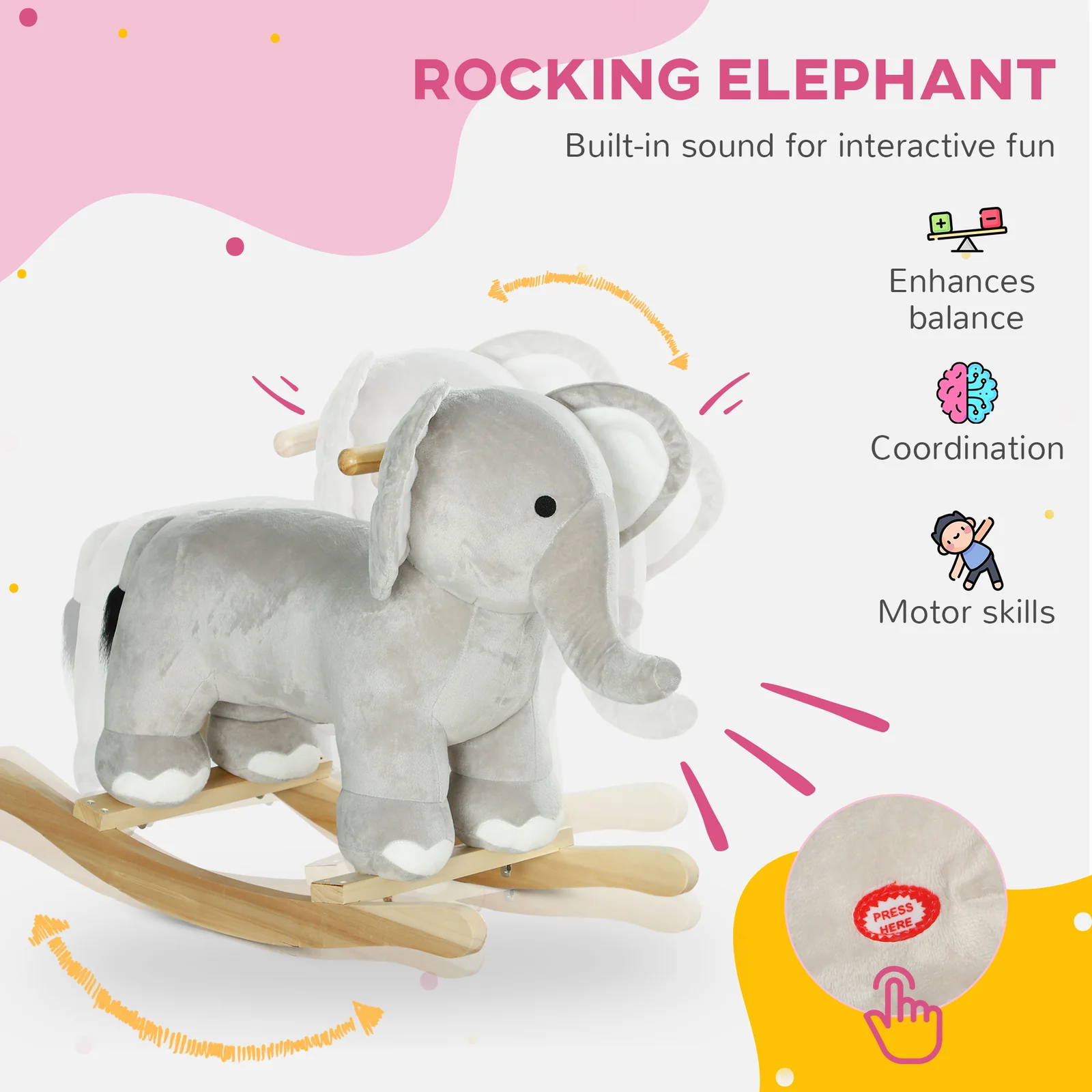 Kids Elephant Rocking Animal with Realistic Sounds - Image 5