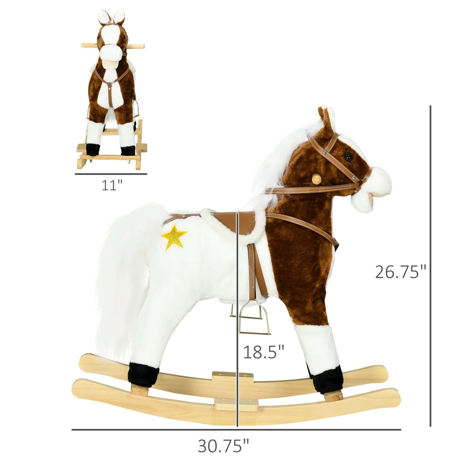 Toddler Rocking Horse with Sound and Saddle Ride-On Toy Gift for Ages 3 - Image 7