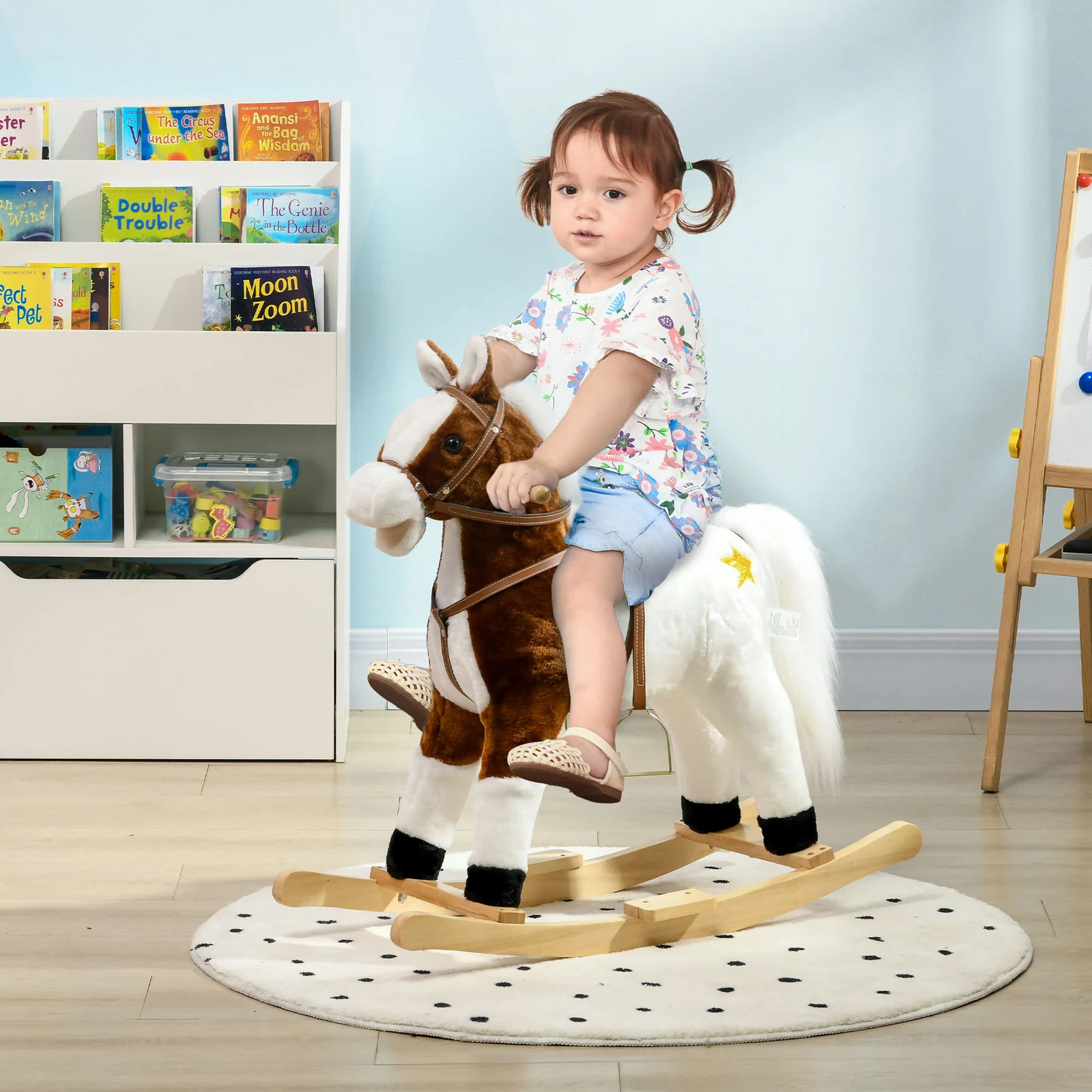 Toddler Rocking Horse with Sound and Saddle Ride-On Toy Gift for Ages 3 - Image 9