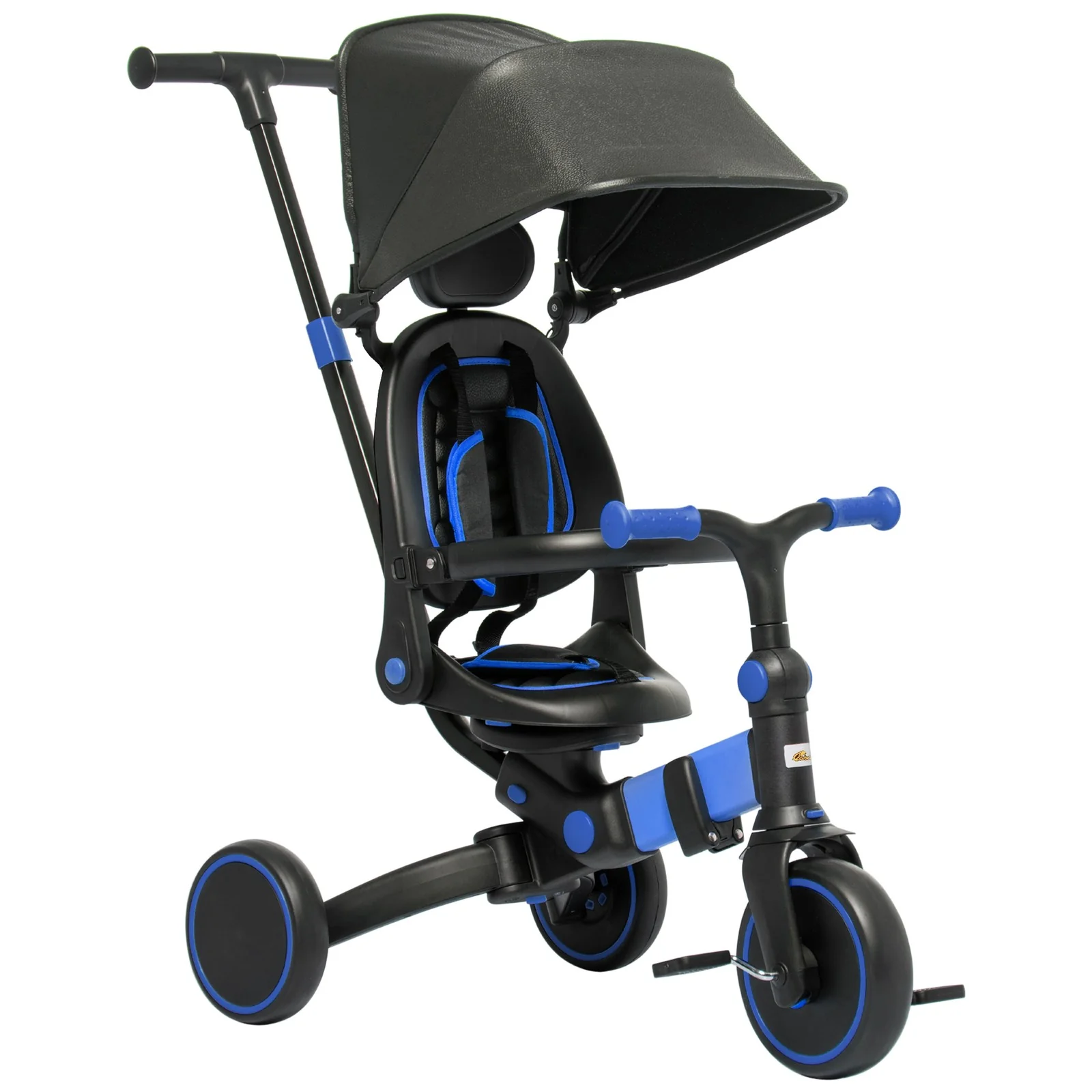Toddler Tricycle with Aluminum Frame and Adjustable Push Handle in Blue - Image 3