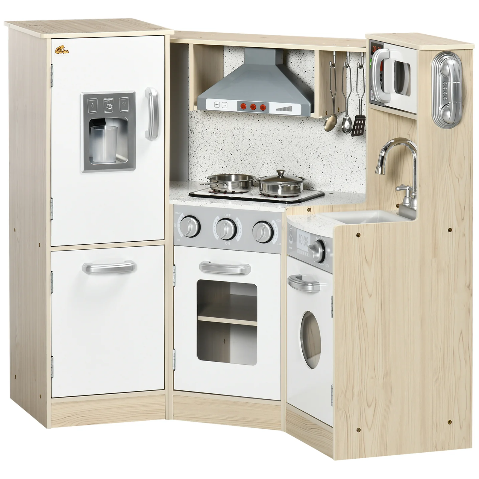 Large Corner Wooden Kids Kitchen Playset with Sound Effects - Image 10