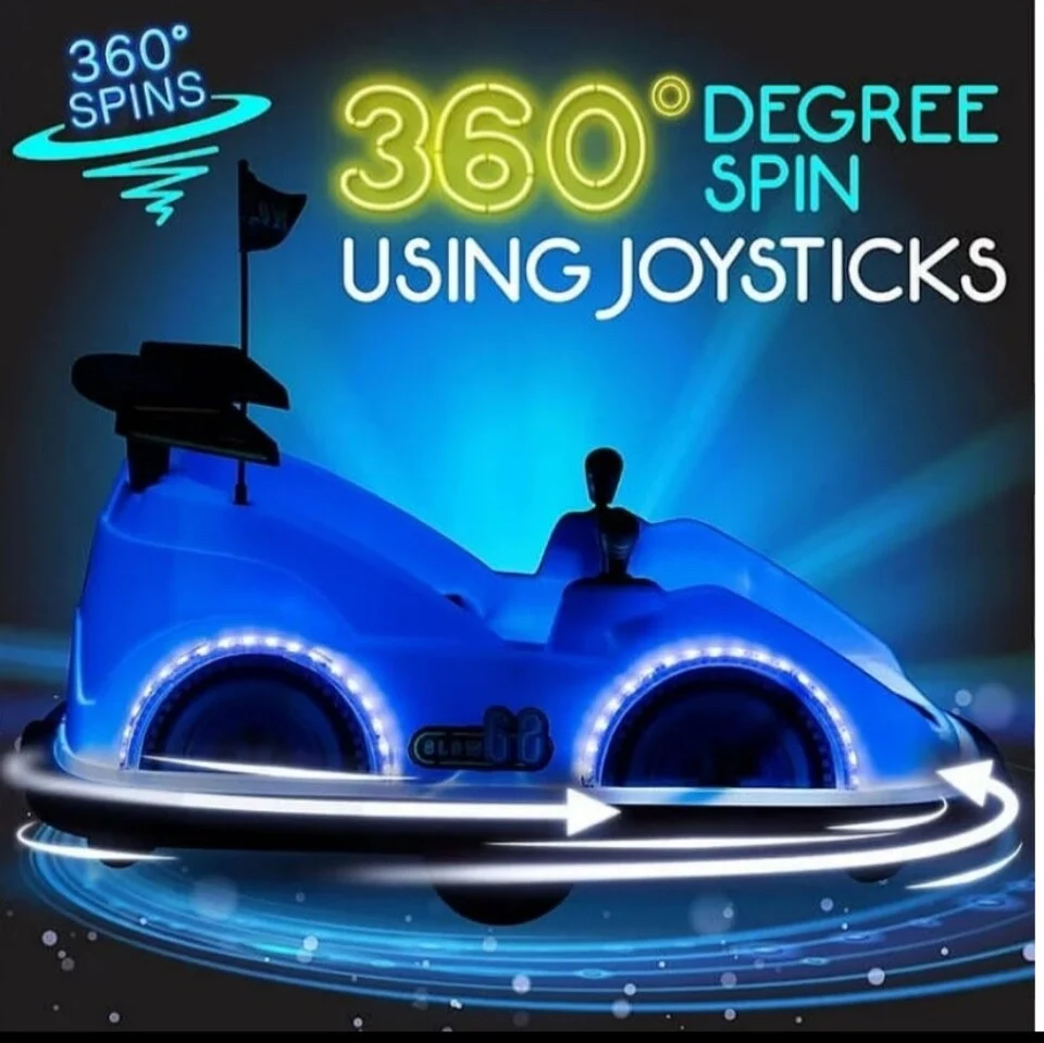 Flybar 12V Dual Joystick Steering Glow Bumper Racer Car Blue - Image 2