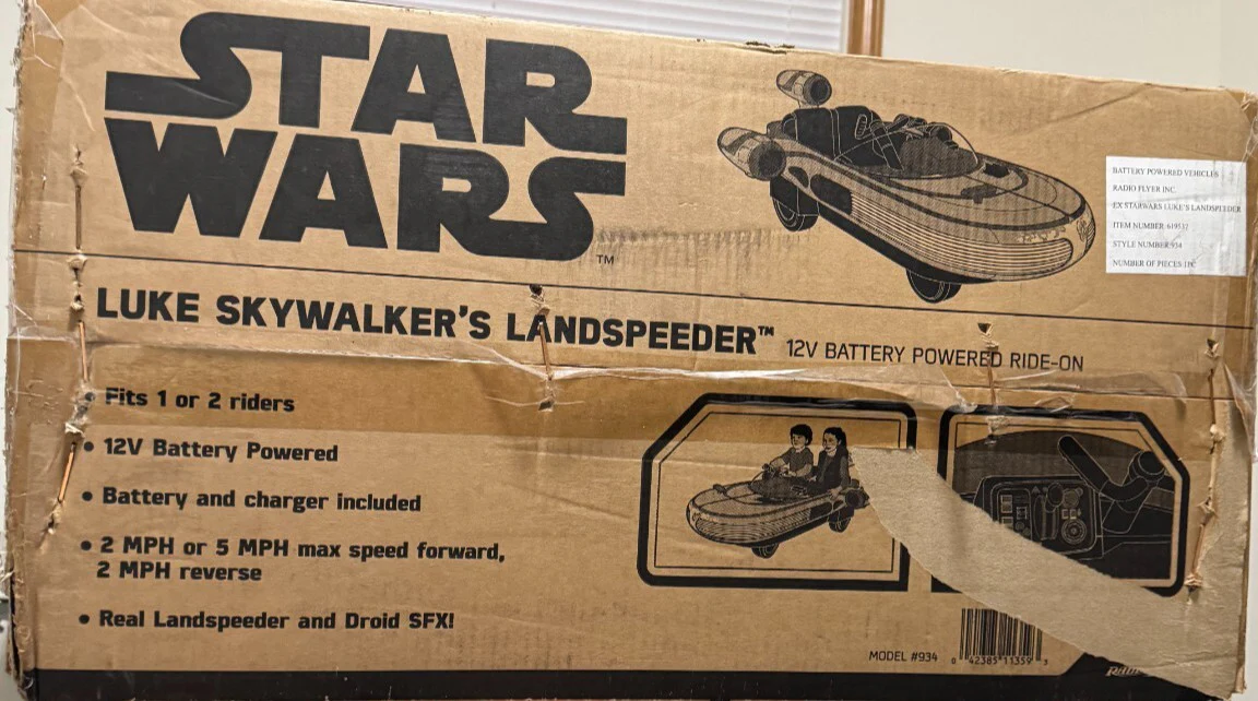 12V Luke Skywalker Landspeeder Ride-On Radio Flyer Star Wars Vehicle Sealed New - Image 12
