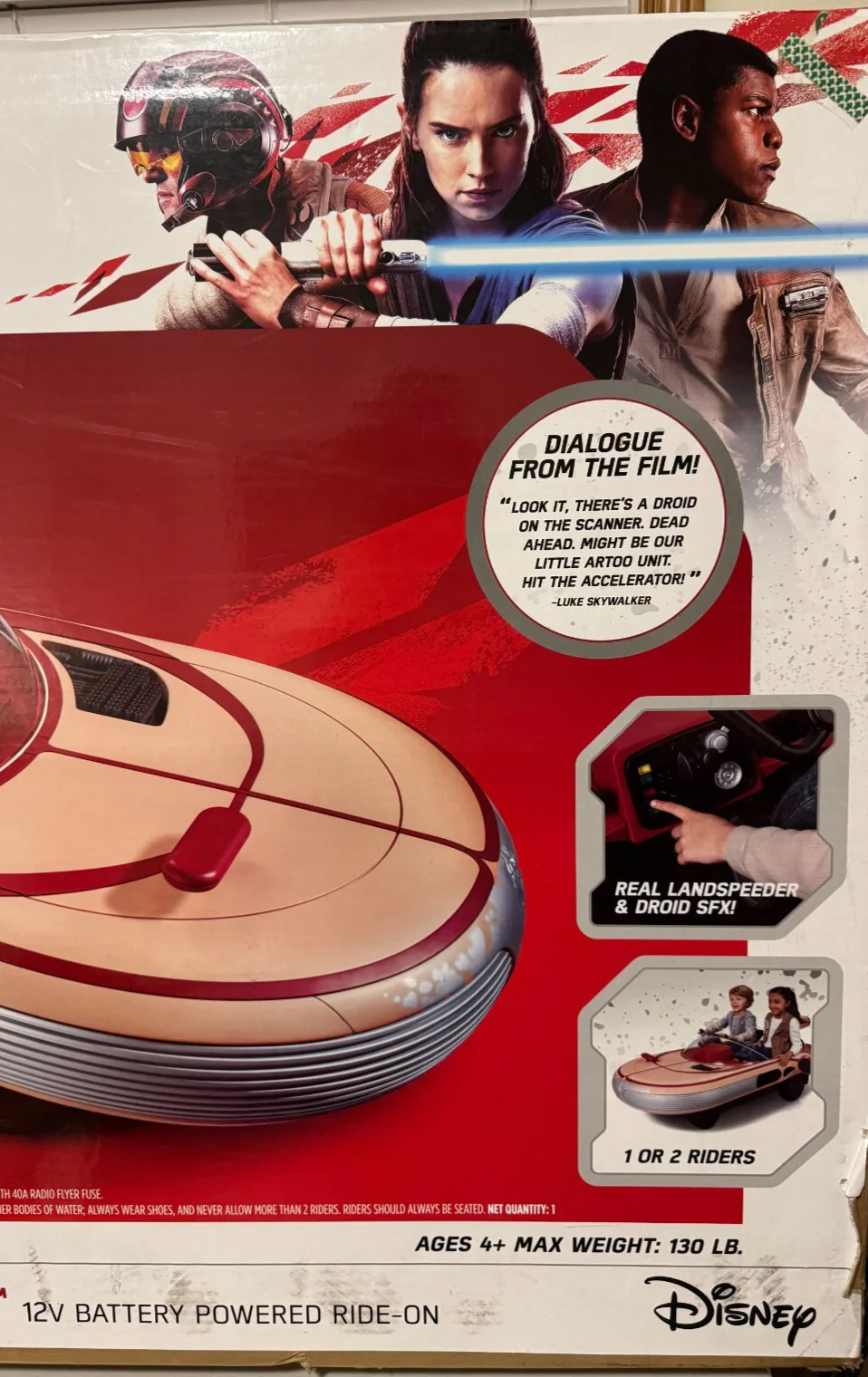 12V Luke Skywalker Landspeeder Ride-On Radio Flyer Star Wars Vehicle Sealed New - Image 3