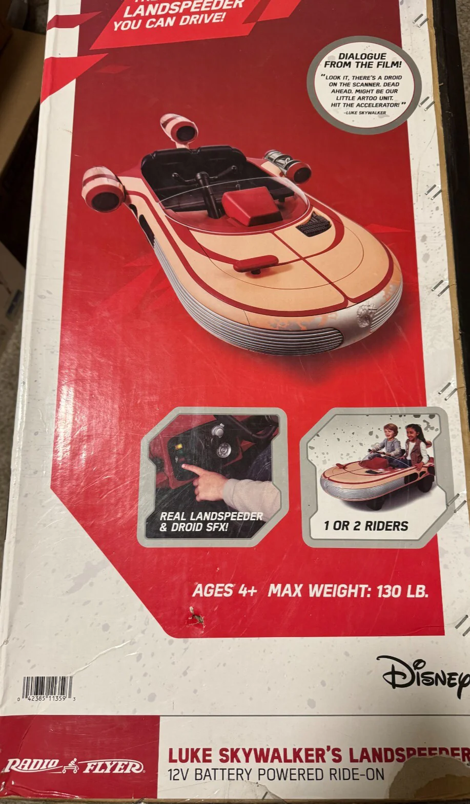 12V Luke Skywalker Landspeeder Ride-On Radio Flyer Star Wars Vehicle Sealed New - Image 5