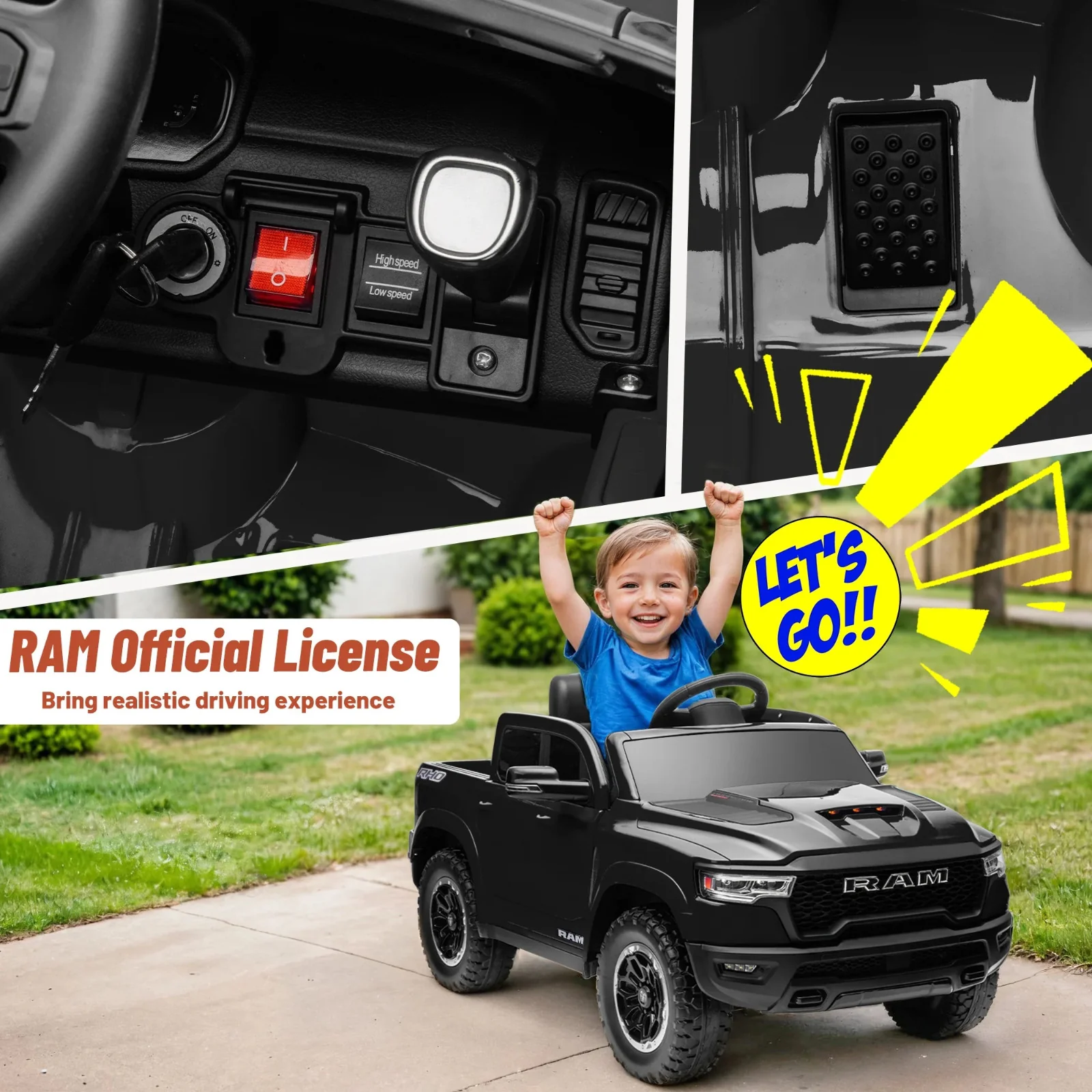 12V Battery-Powered Ride-On Toy Truck RAM 1500 RHO Model - Image 2
