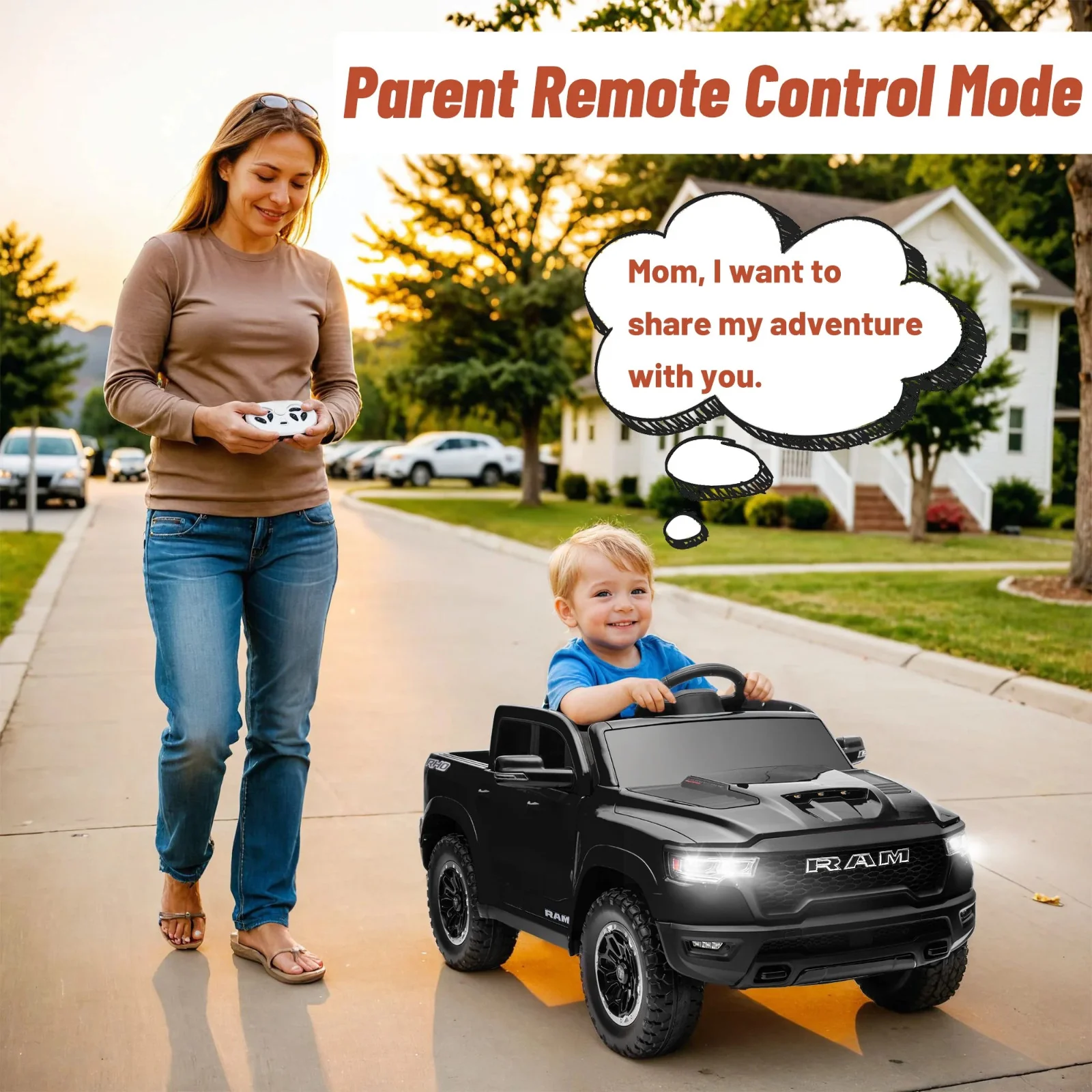 12V Battery-Powered Ride-On Toy Truck RAM 1500 RHO Model - Image 3