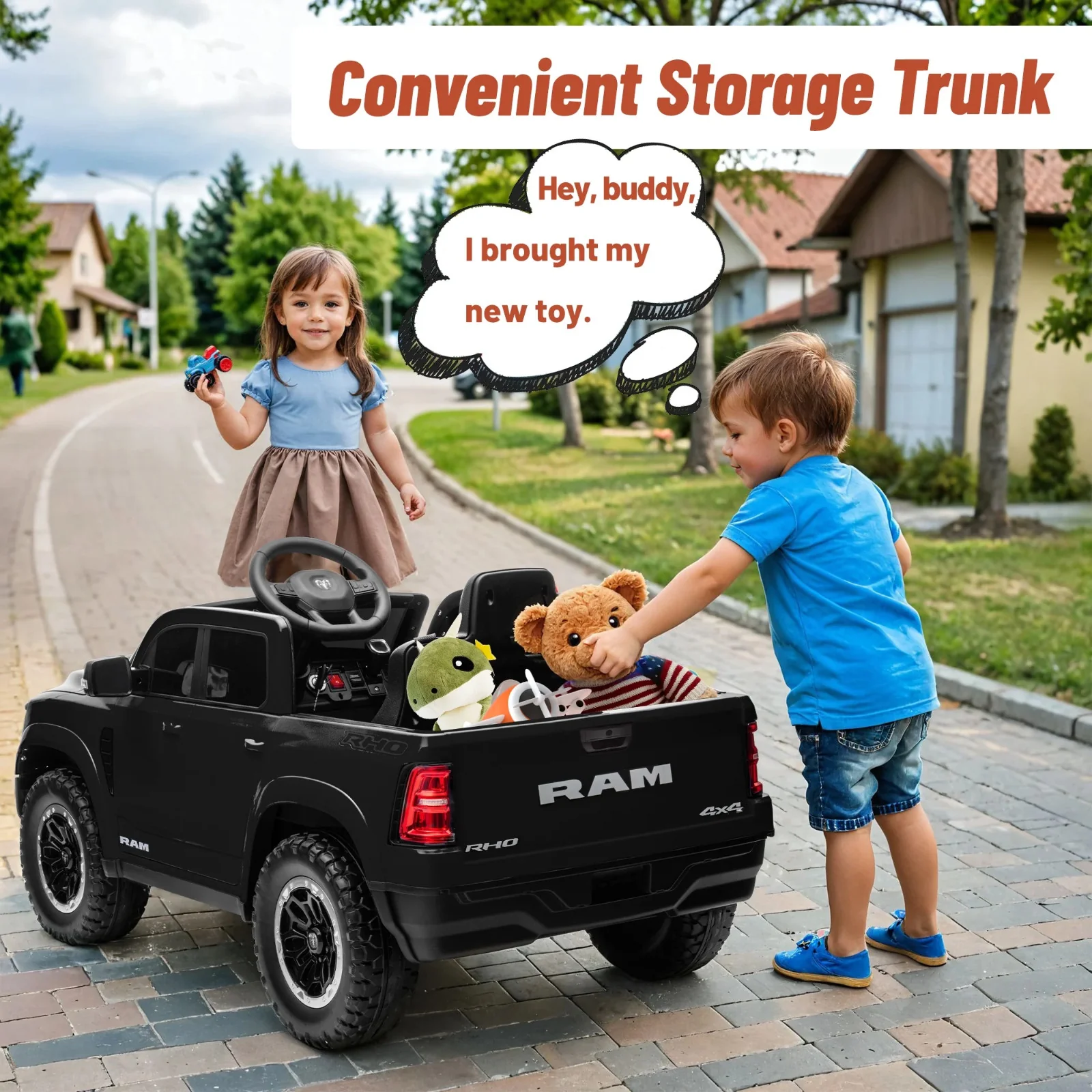 12V Battery-Powered Ride-On Toy Truck RAM 1500 RHO Model - Image 5