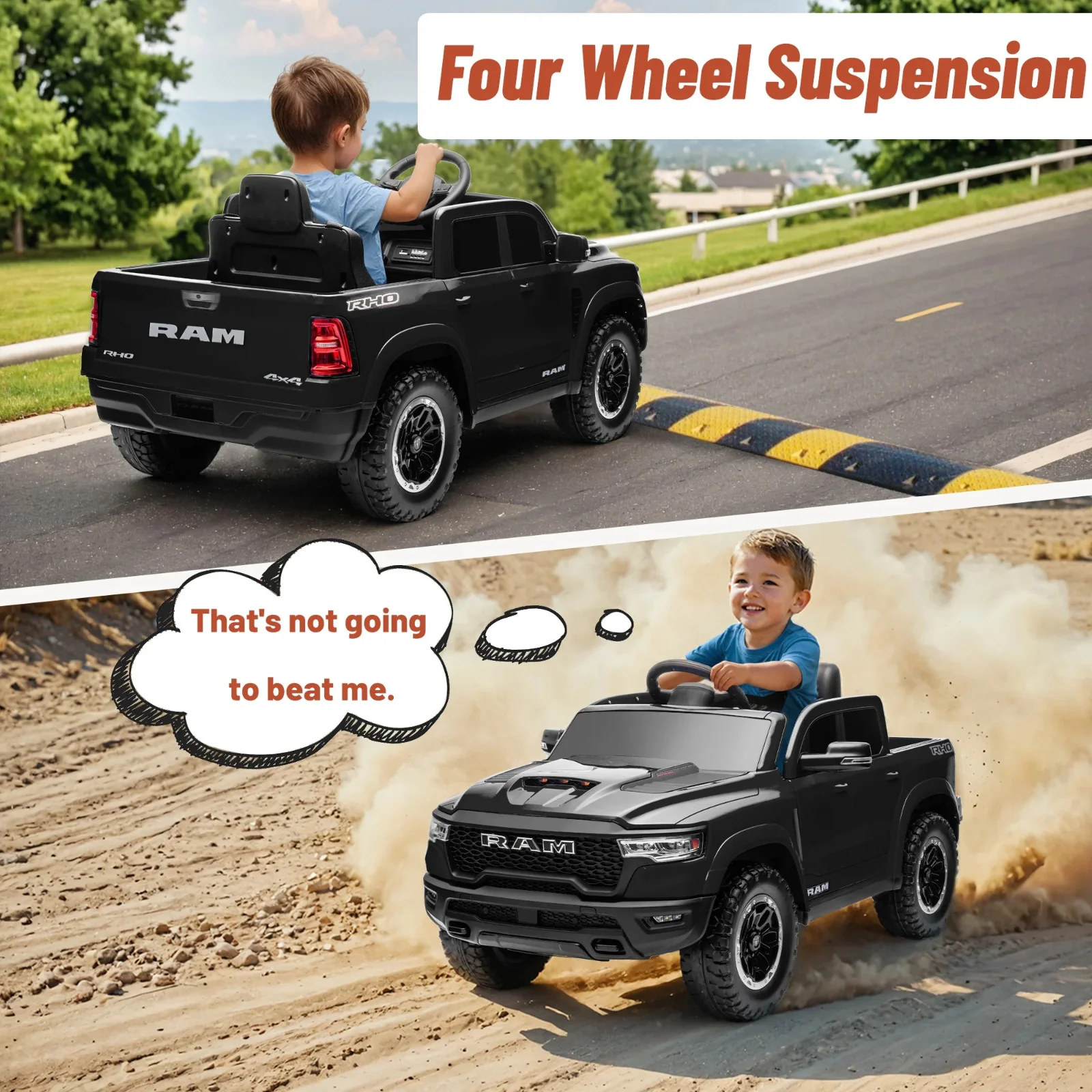12V Battery-Powered Ride-On Toy Truck RAM 1500 RHO Model - Image 6