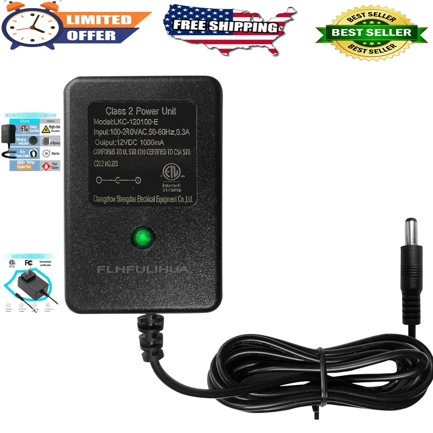 Rapid Charging 12V Charger for Ride-On Cars with LED Indicator and Safety Certification
