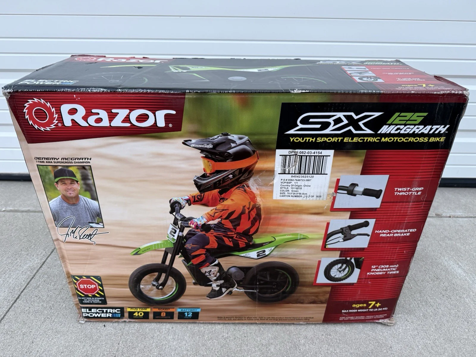 Razor SX125 12V 100W Electric Dirt Bike Green