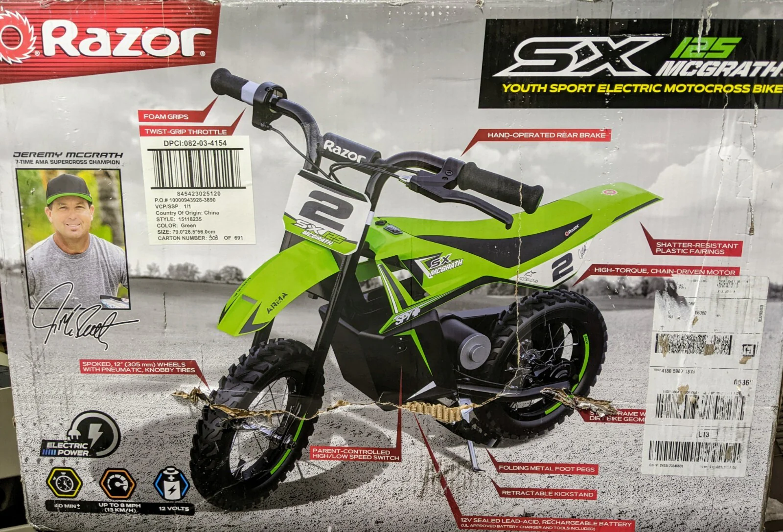 Electric Dirt Bike SX125 12V 100W Green - Image 2