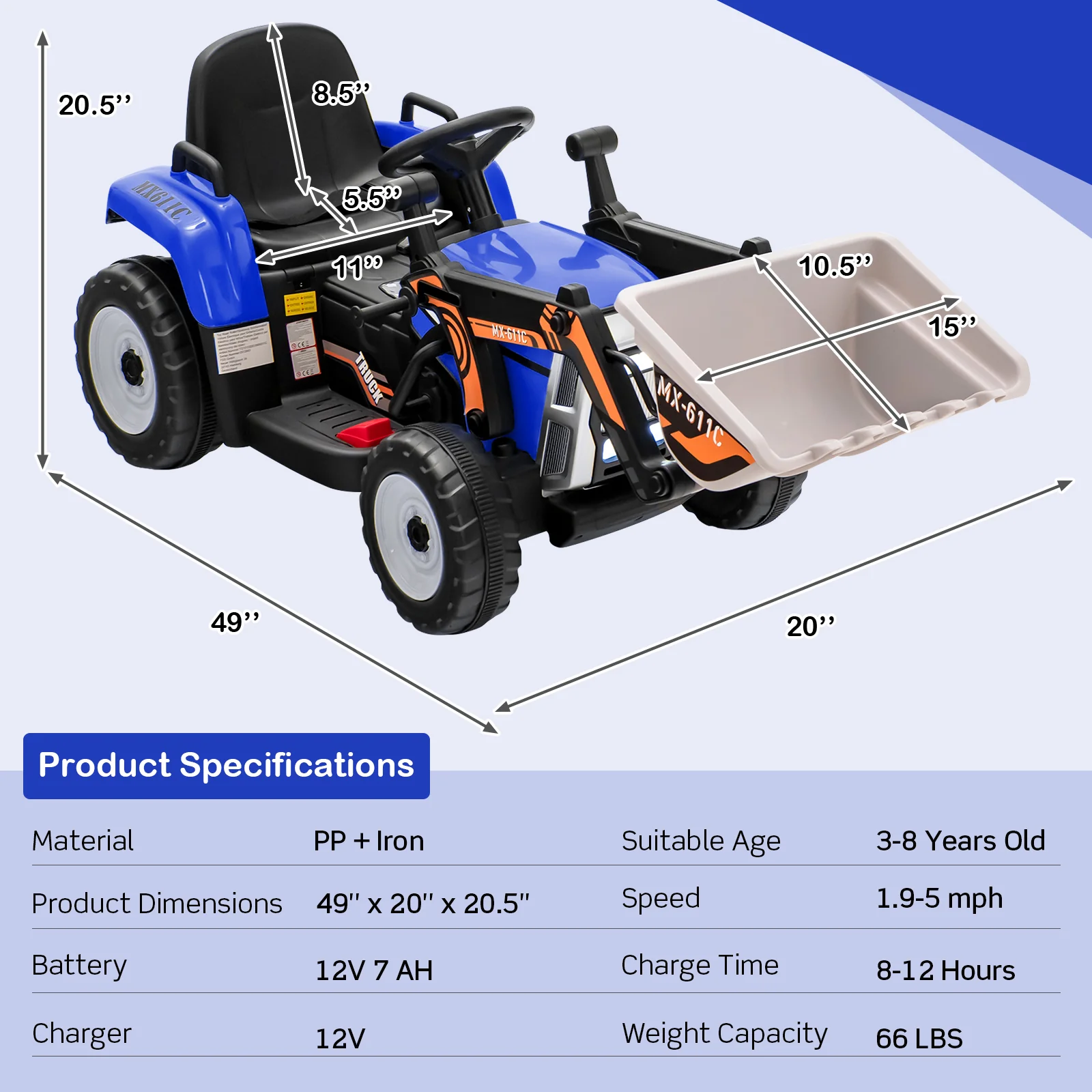 RC Electric Excavator Ride-On Toy Tractor for Kids with 2.4GHz Remote Control - 12V - Image 13