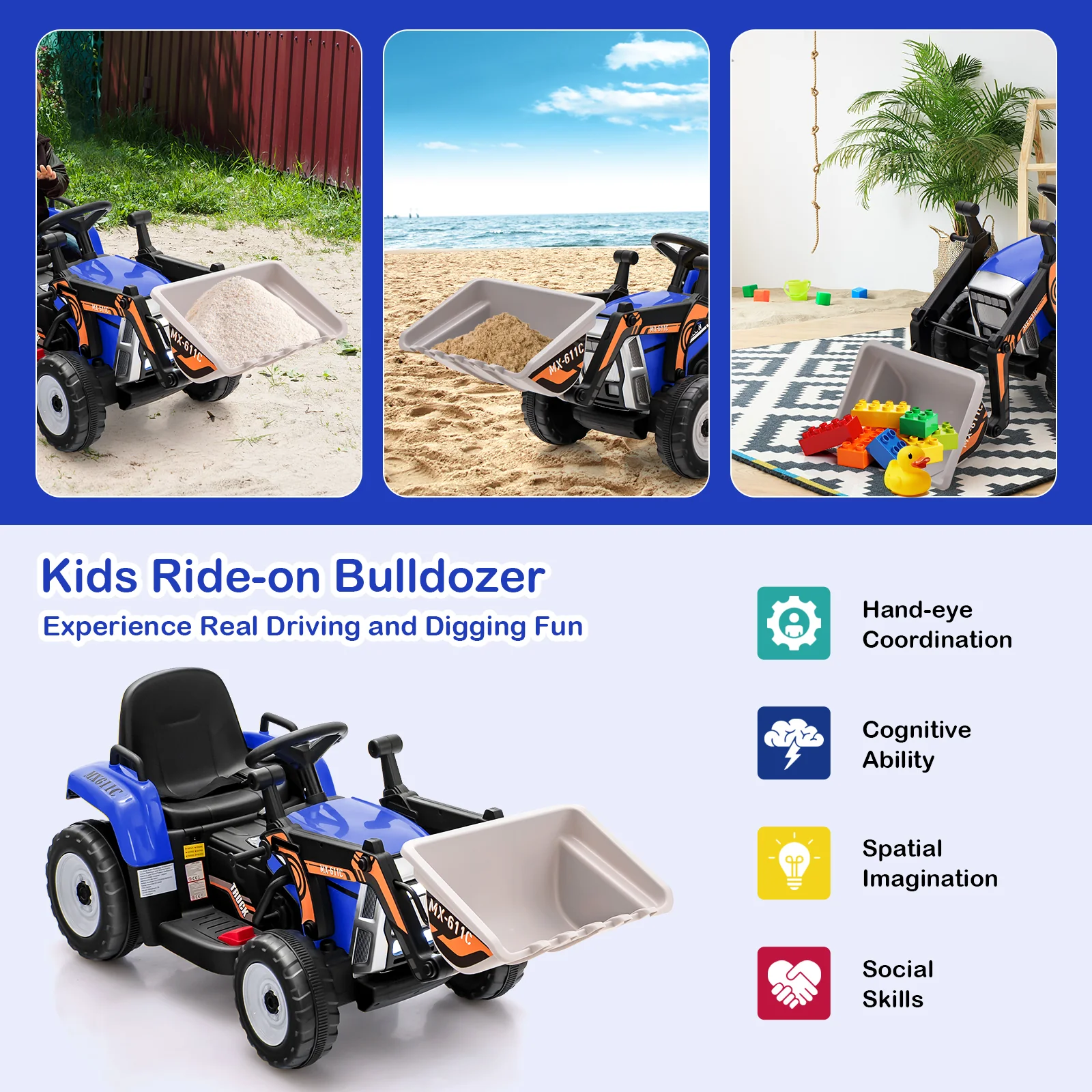 RC Electric Excavator Ride-On Toy Tractor for Kids with 2.4GHz Remote Control - 12V - Image 19