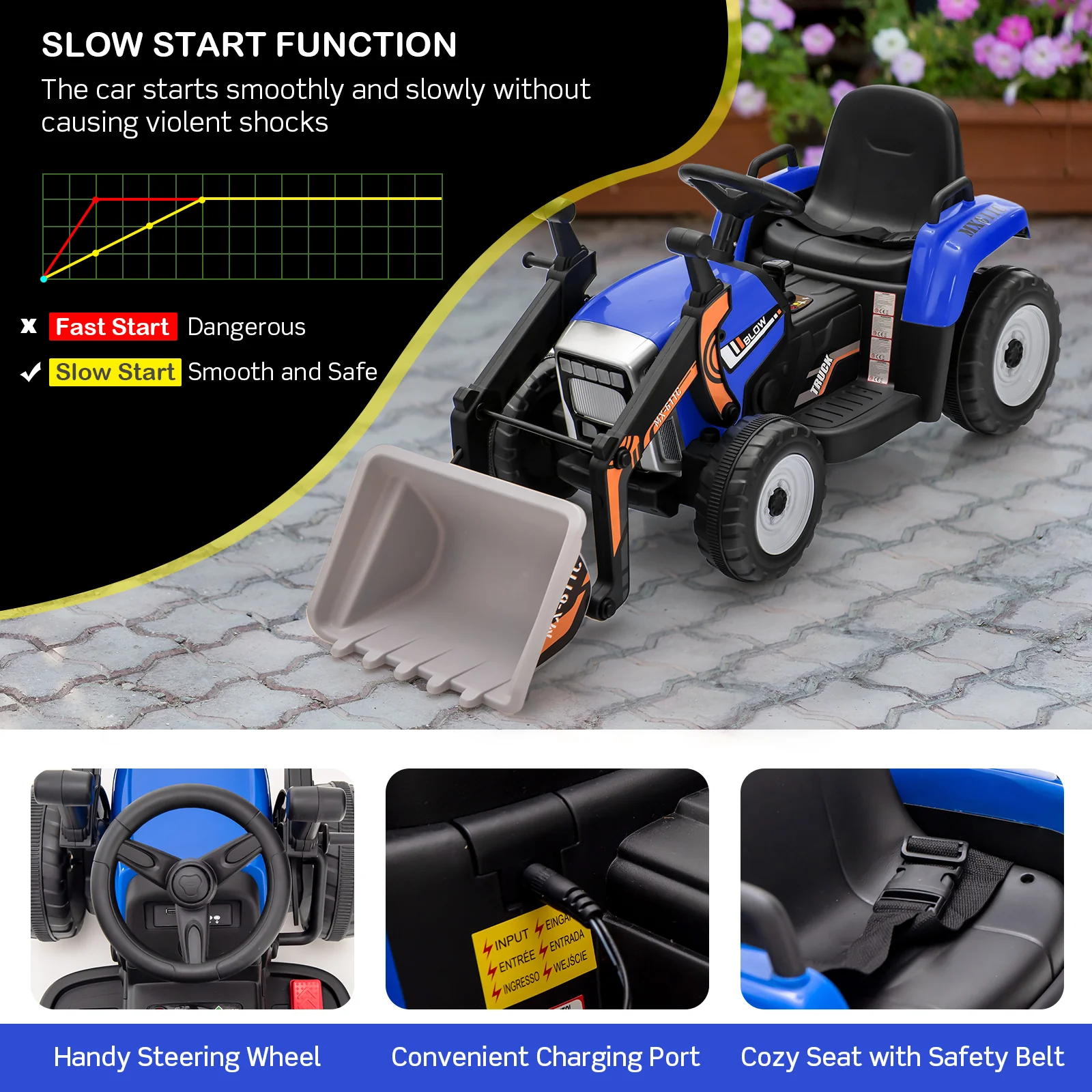 RC Electric Excavator Ride-On Toy Tractor for Kids with 2.4GHz Remote Control - 12V - Image 20