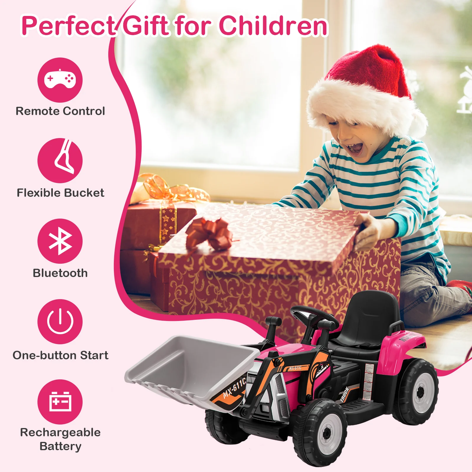 RC Electric Excavator Ride-On Toy Tractor for Kids with 2.4GHz Remote Control - 12V - Image 26