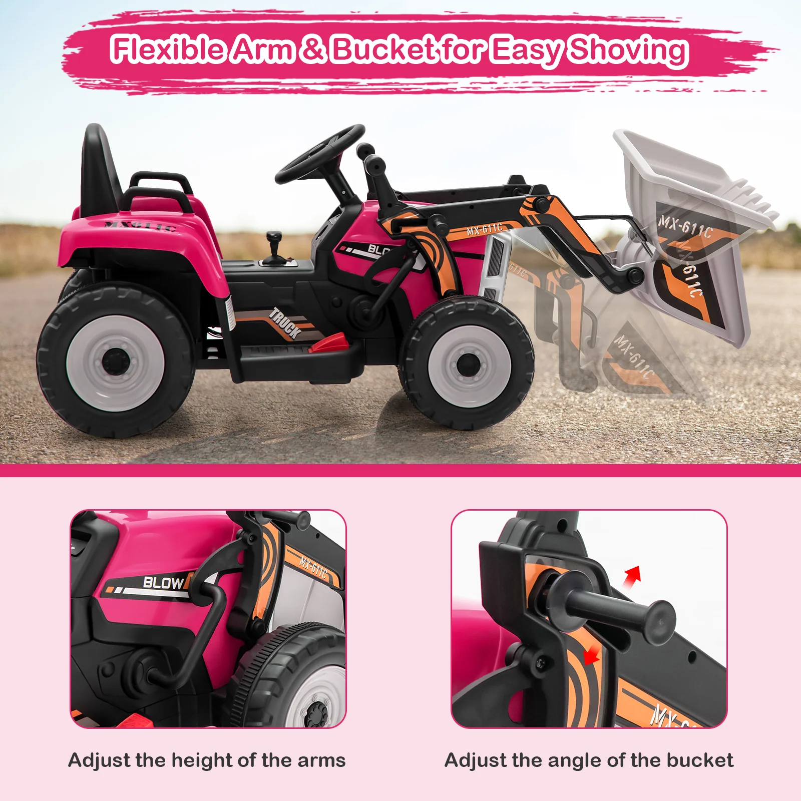 RC Electric Excavator Ride-On Toy Tractor for Kids with 2.4GHz Remote Control - 12V - Image 28
