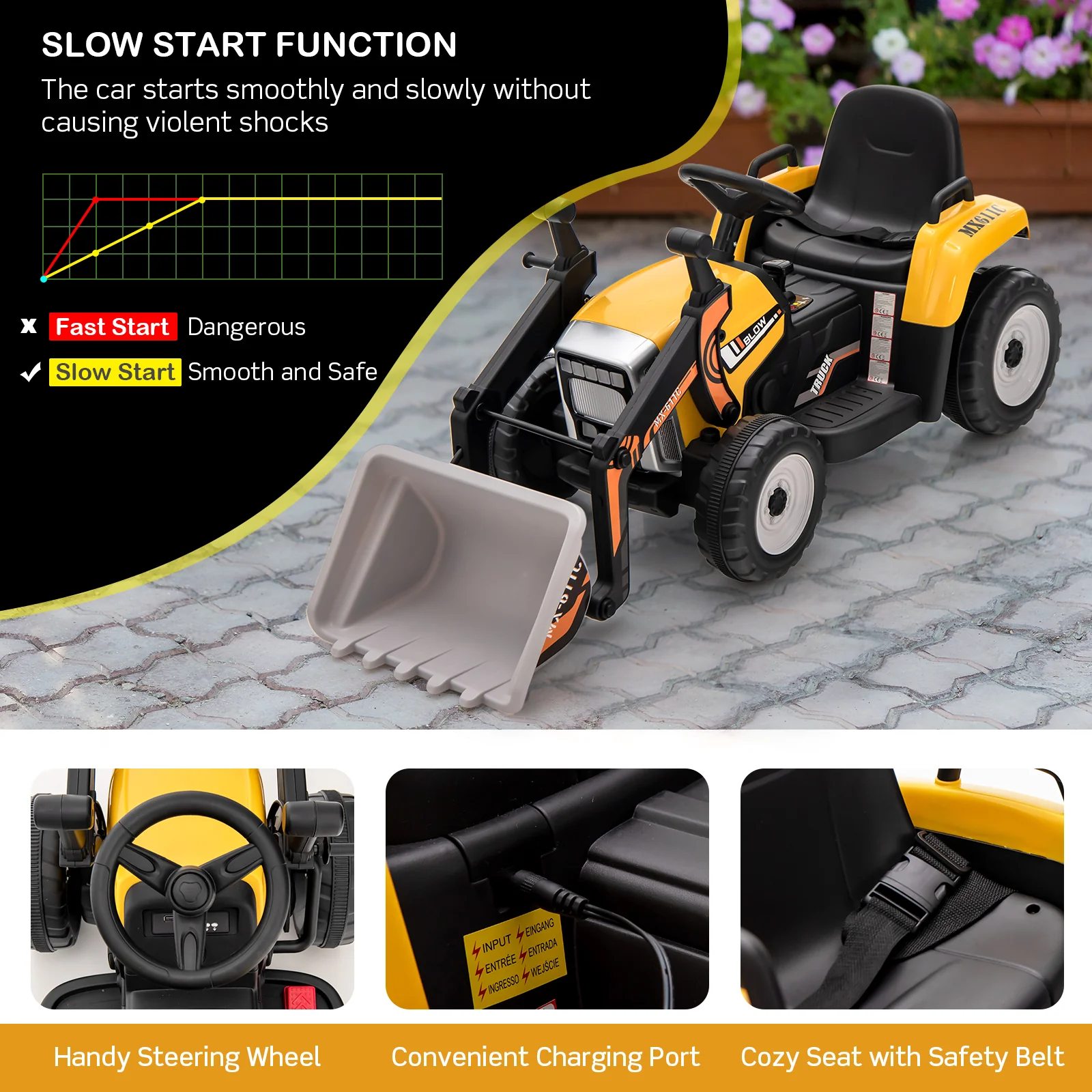 RC Electric Excavator Ride-On Toy Tractor for Kids with 2.4GHz Remote Control - 12V - Image 42