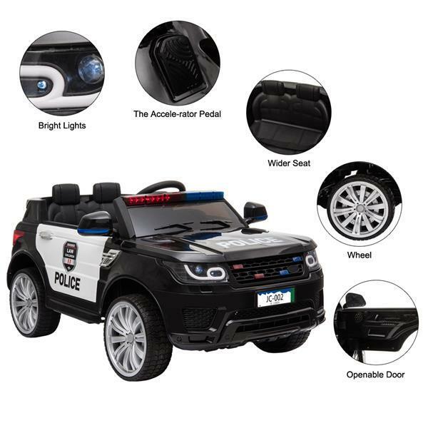 RC Kids SUV Police Car with LED Flashing Horn and Music - 12V Electric Ride On Toy - Image 5