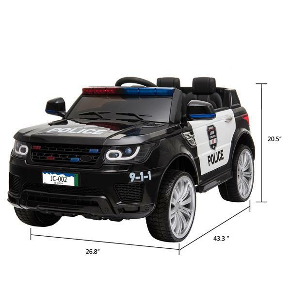 RC Kids SUV Police Car with LED Flashing Horn and Music - 12V Electric Ride On Toy - Image 8