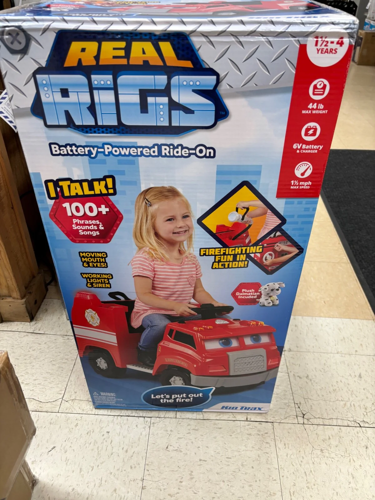 Battery Powered Ride-On Fire Engine Toy with Realistic Features - Image 2