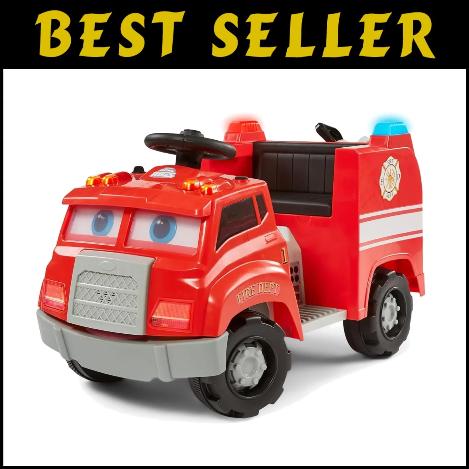 Ride-On Fire Truck Toy for Kids 1.5-4 Years with Lights and Sounds