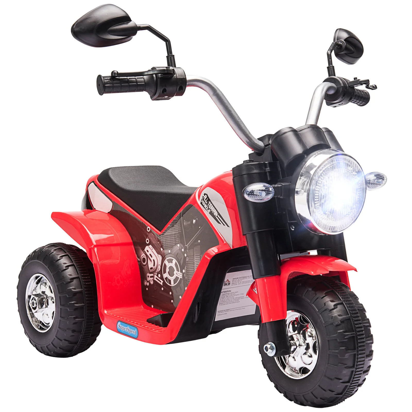 6V Rechargeable Battery Powered Red Ride-On Chopper Motorcycle for Kids - Image 12