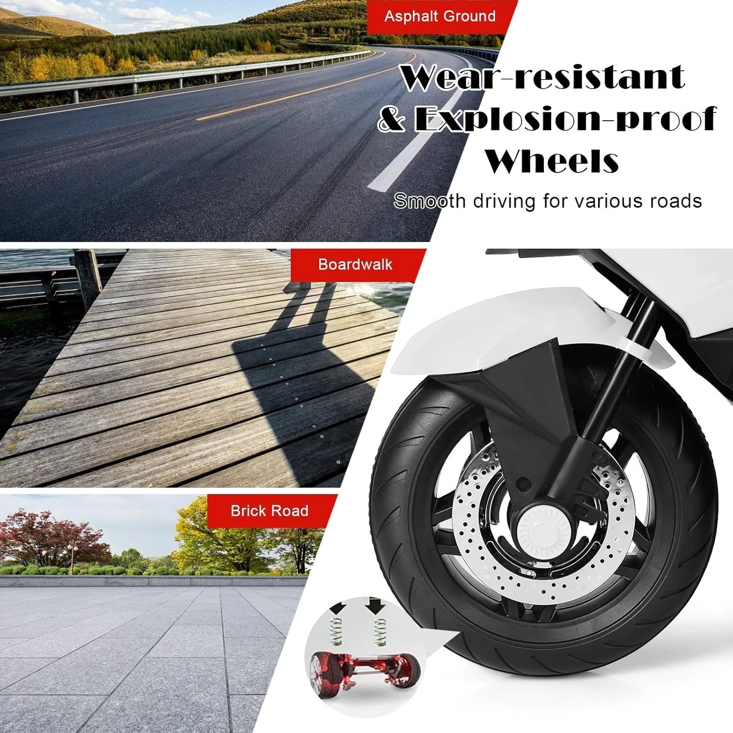 Rechargeable Kids Ride-On Motorcycle with AUX Input, Music, and Stability Wheels - Image 9