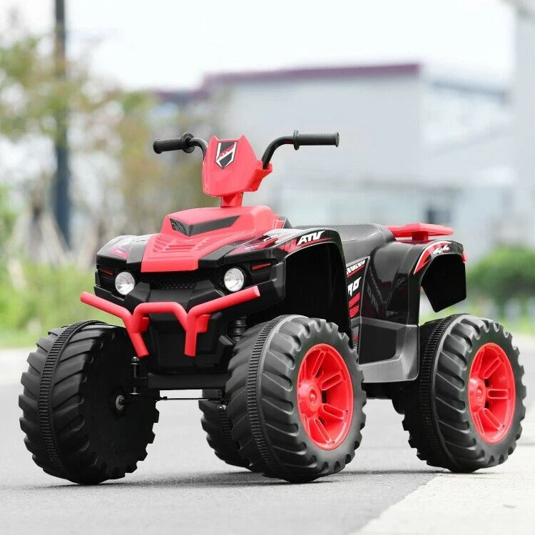 Red 12V Electric ATV Quad for Kids with 2-Speeds and LED Lights - Image 4