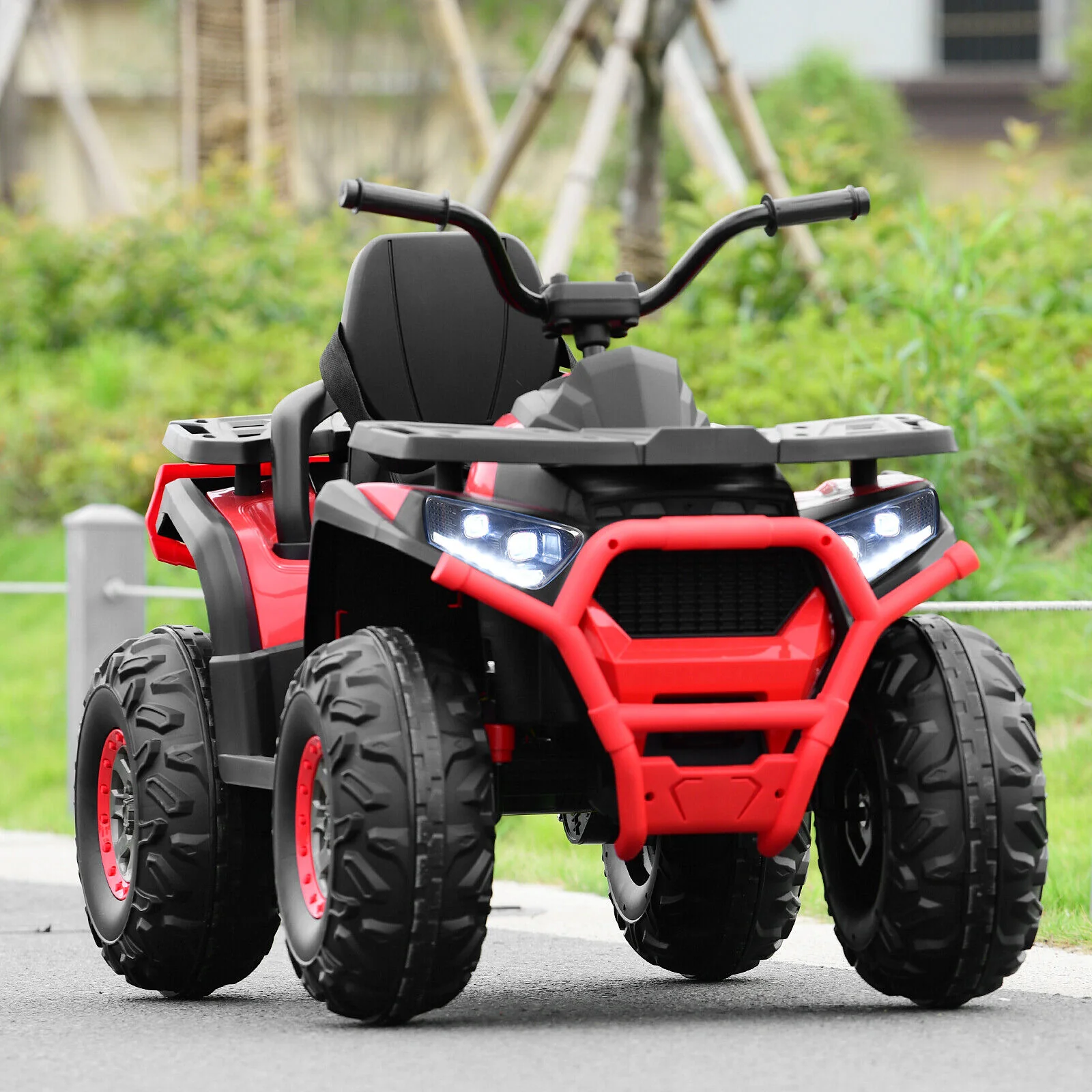 Red 12V Electric ATV Quad for Kids with 2 Speeds, MP3 Player, and LED Lights - Image 3