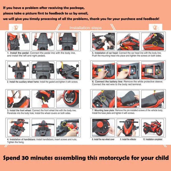 Red 12V Electric Motorbike for Kids with Training Wheels - Ride-On Motorcycle - Image 7