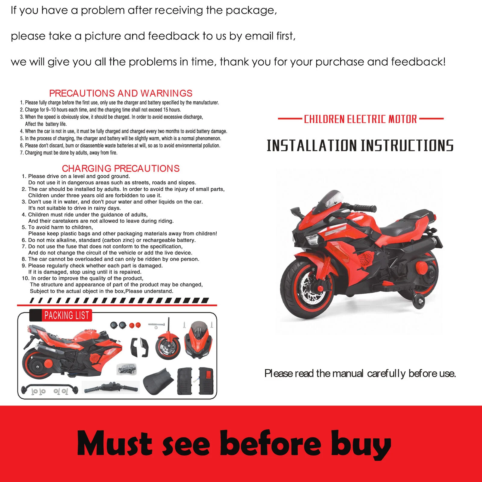 Red 12V Electric Ride-On Motorcycle for Kids - Image 5