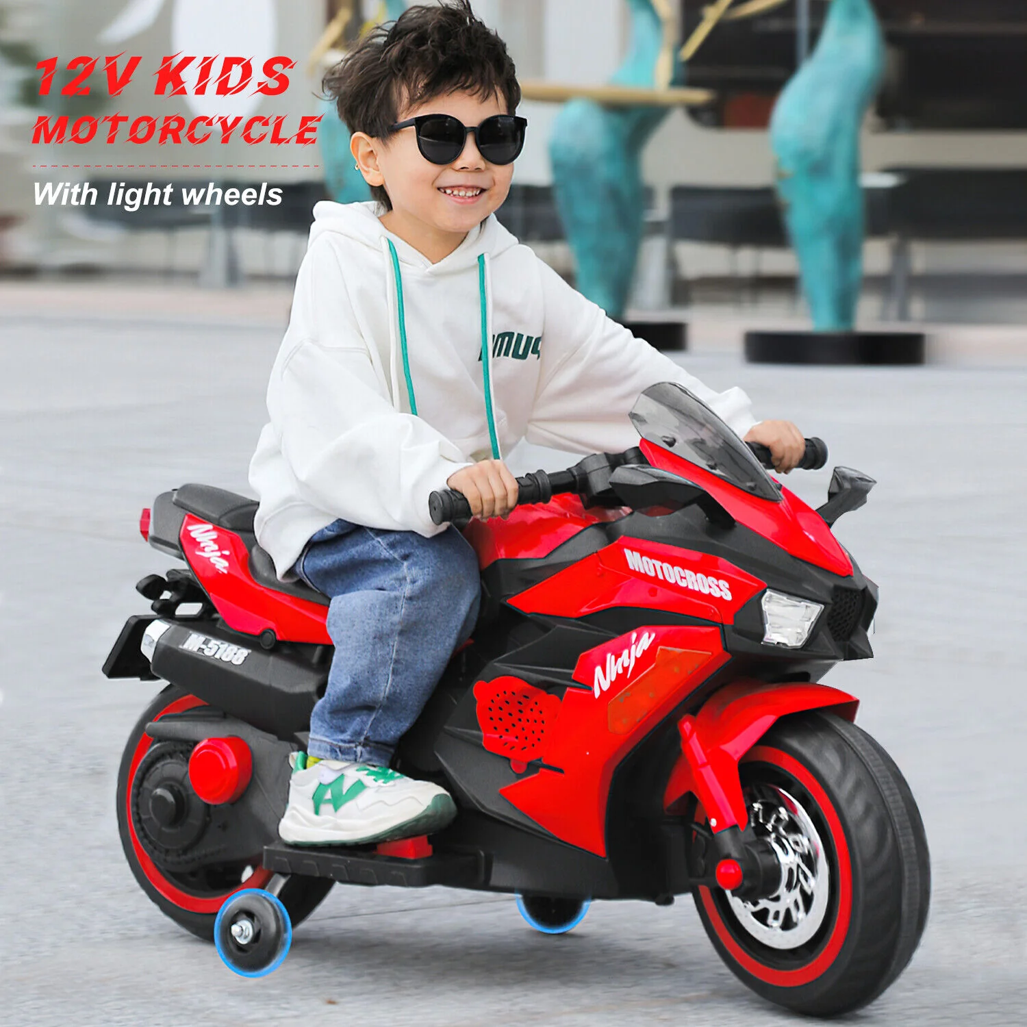 Red 12V Electric Ride-On Motorcycle for Kids - Image 6