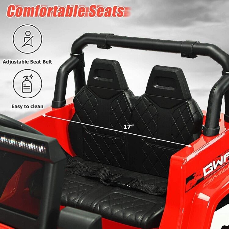 Red 12V Electric Ride-On Truck with Remote Control and LED Lights for Kids - Image 4
