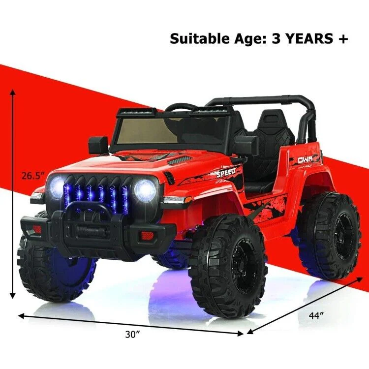 Red 12V Electric Ride-On Truck with Remote Control and LED Lights for Kids - Image 5