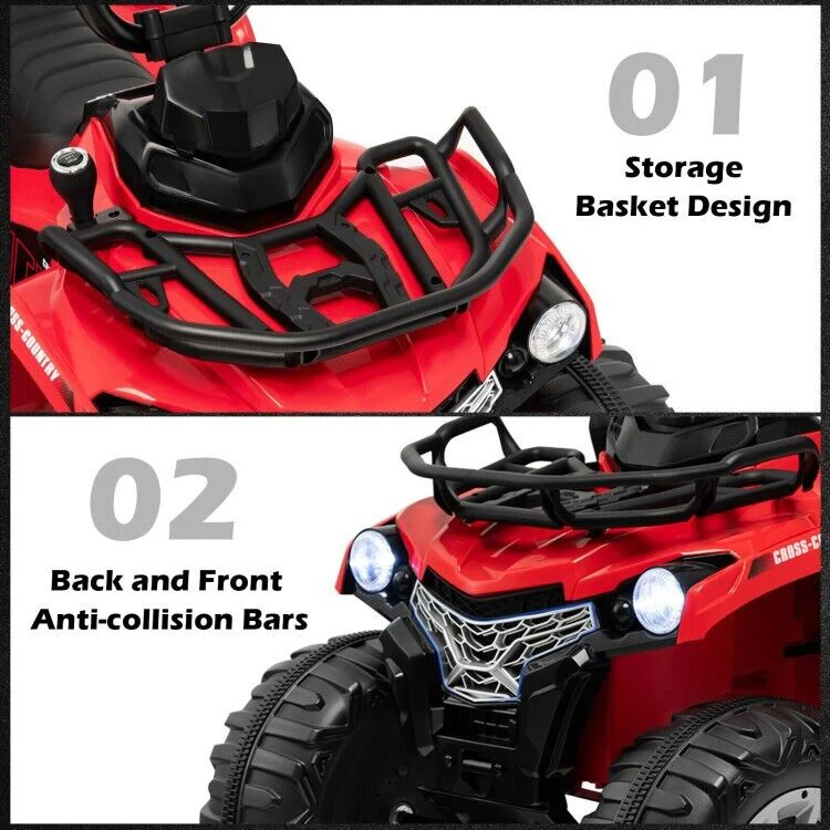 Red 12V Kids ATV Ride-On Car with MP3 Player and Headlights - Perfect Gift for Children - Image 9