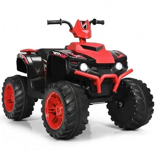 Red 12V Kids ATV with LED Lights and Treaded Tires - Image 5