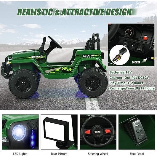 Red 12V Kids Ride-on Jeep Car with Remote Control - Image 8