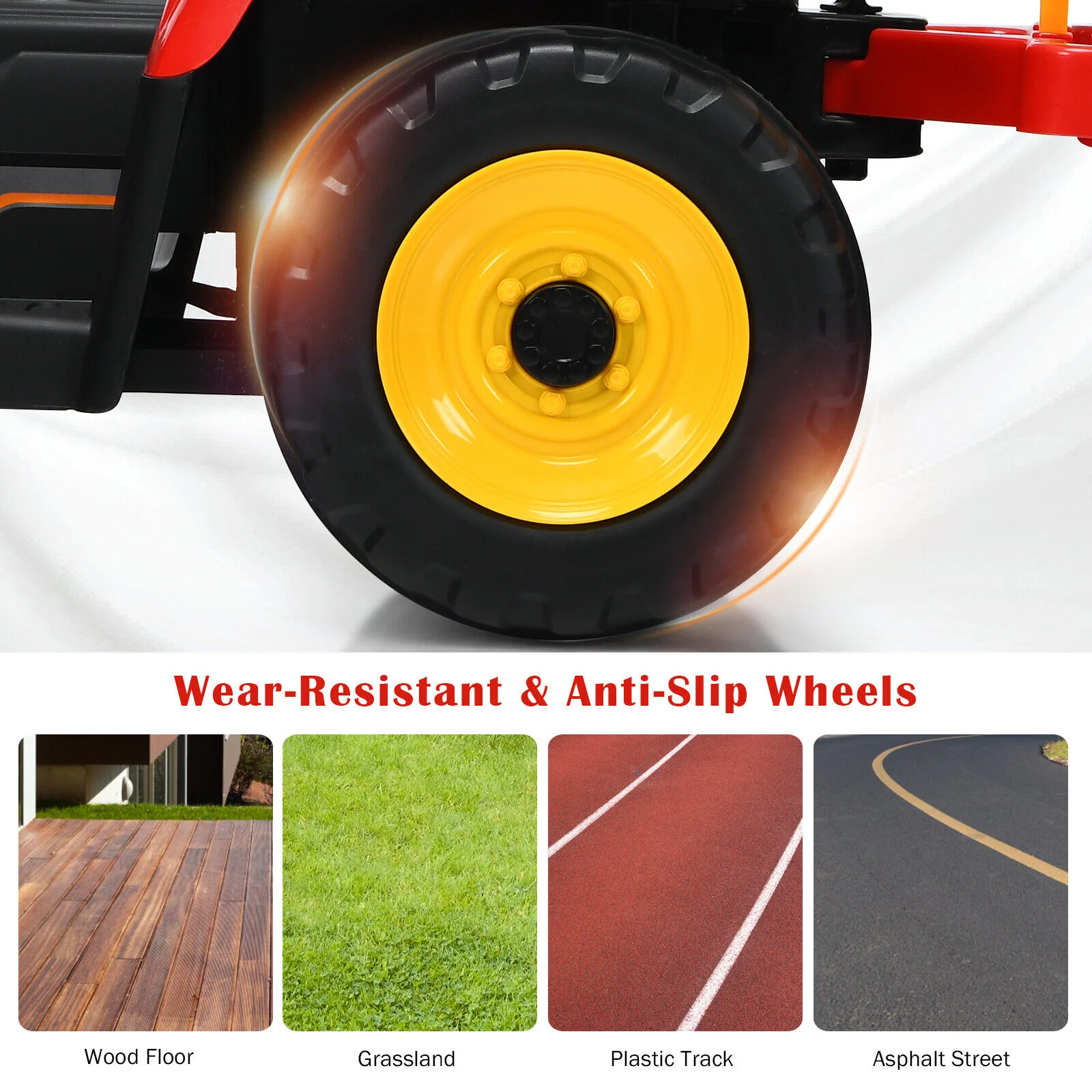 Red 12V Kids Ride On Tractor with Trailer and Remote Control - Featuring Ground Loader and Lights - Image 6