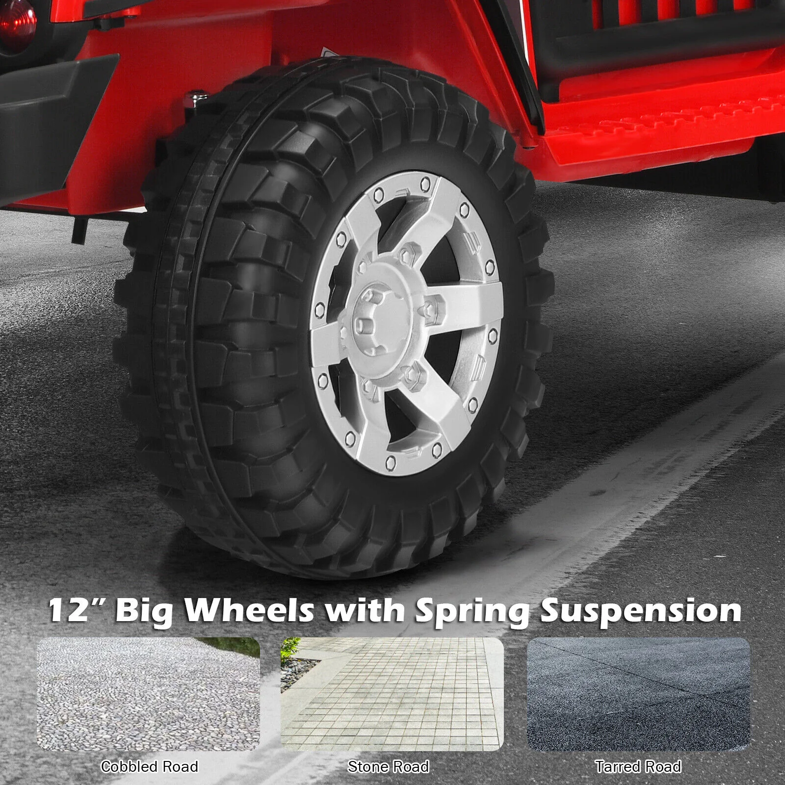 Red 12V Kids Ride On Truck with Remote Control and Lights - Image 5