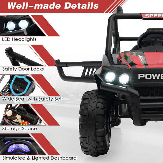 Red 12V Kids UTV Ride on Car with Remote Control, Music, and LED Lights - Image 5