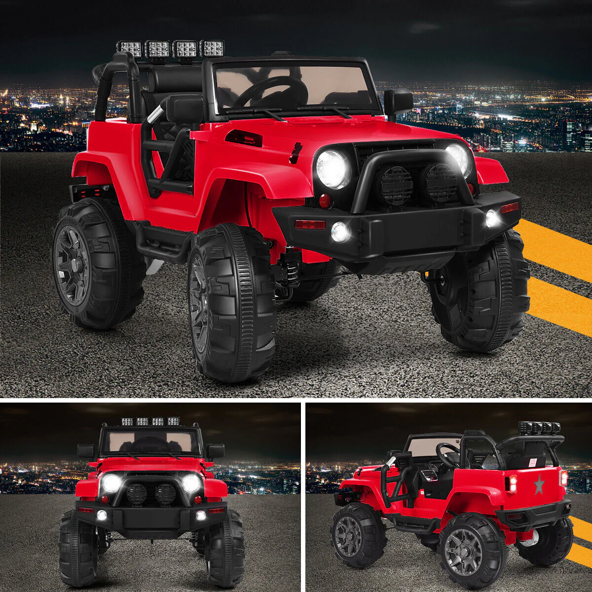 Red 12V Ride On Truck for Kids with Remote Control, MP3 Music, and LED Lights - Image 4