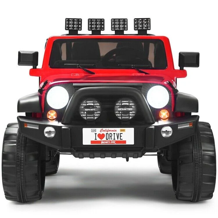 Red 2-Seater Ride-On Car Truck with Remote Control, LED Lights, and Storage Room - 12V - Image 2