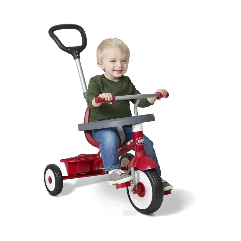 Red 3-in-1 Stroll 'n' Trike Kids Bike with Adjustable Seat and 3-Stage Growth Design