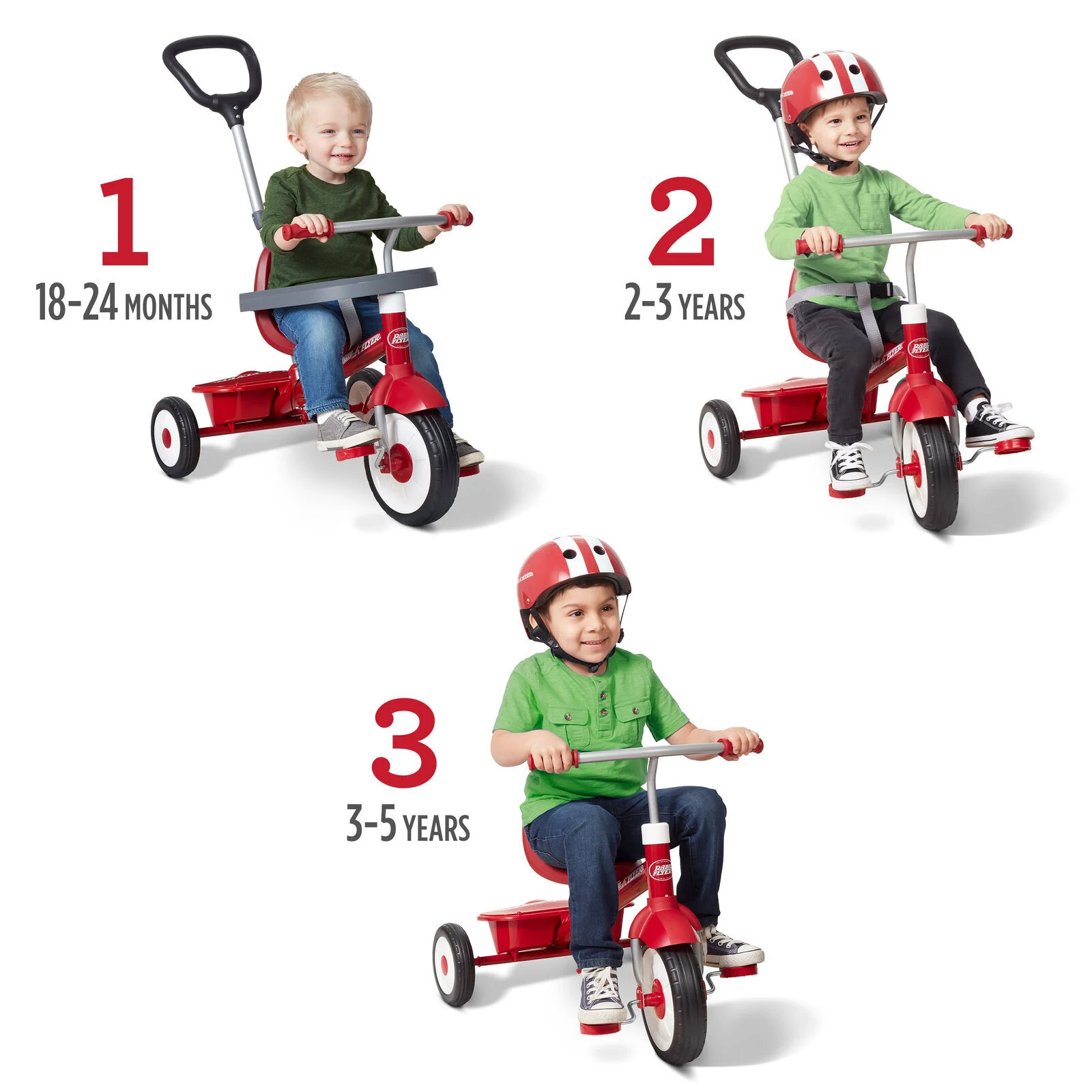Red 3-in-1 Stroll 'n' Trike Kids Bike with Adjustable Seat and 3-Stage Growth Design - Image 9