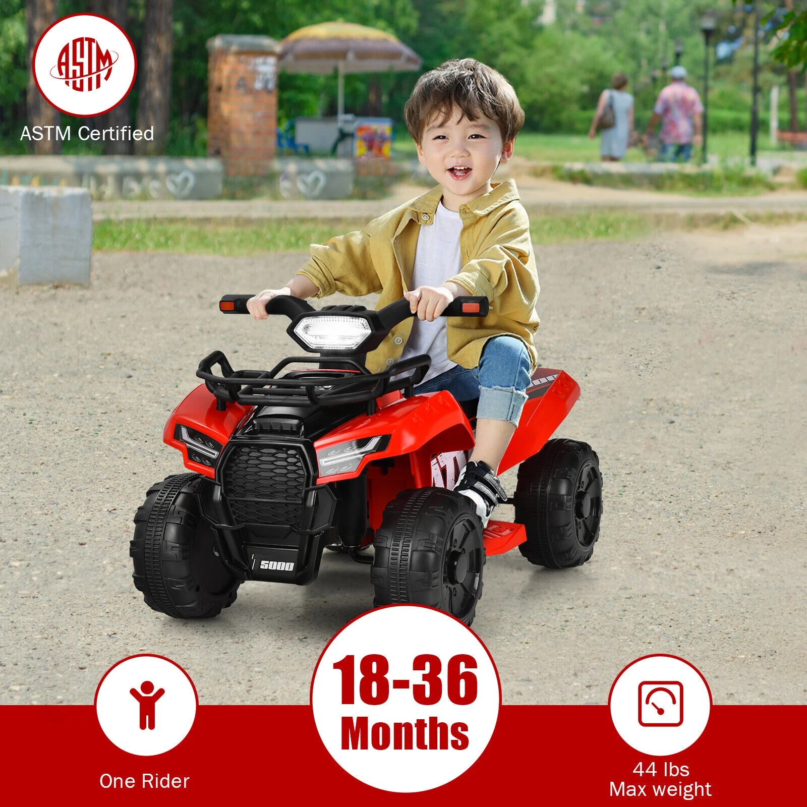 Red 6V ATV Quad Electric Ride On Car Toy for Toddlers with LED Light and MP3 Player - Image 8